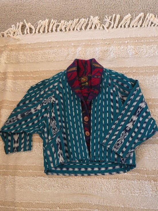 Jackets & Blazers - Multi Color Southwestern Aztec Open Front Jacket Wool 2 Button Vest Medium